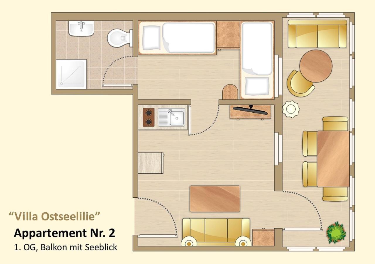 Villa Ostseelilie - Appartements Mit Balkon Und Meerblick Sassnitz Δωμάτιο φωτογραφία